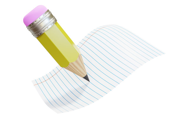 3d渲染铅笔写在白纸上。笔记概念孤立在白色背景上图片下载