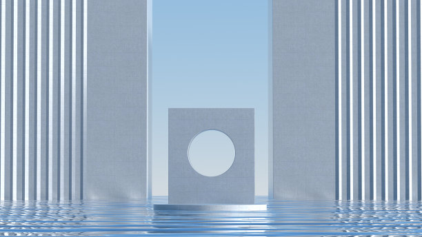 高端场景混凝土墙3D渲染展台展厅技术图片下载