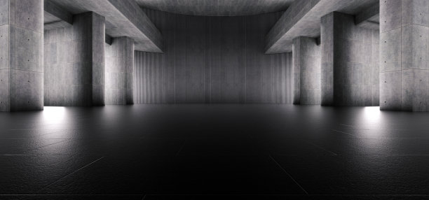 高级背景高端场景混凝土墙3D渲染展位展厅暗技术图片下载
