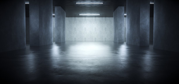 高级背景高端场景混凝土墙3D渲染展位展厅暗技术图片下载