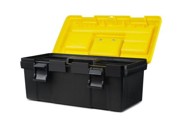 塑料工具箱与黄色顶部隔离图片下载