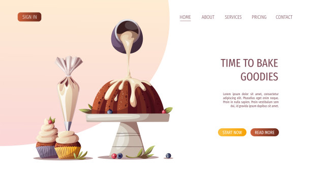 烘焙蛋糕和纸杯蛋糕的过程。烘焙、烘焙店、烹饪、甜食、甜点、糕点概念。图片下载