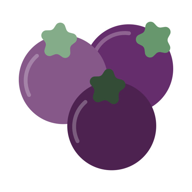 蓝莓图标。甜的零食。平的风格。卡通设计。成熟的水果的迹象。健康食品。矢量插图。股票的形象。图片下载
