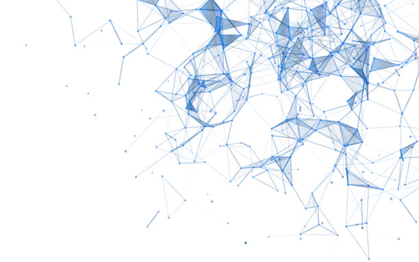 用点、线和三角形连接起来的抽象构图。丛的效果。白色背景。图片下载