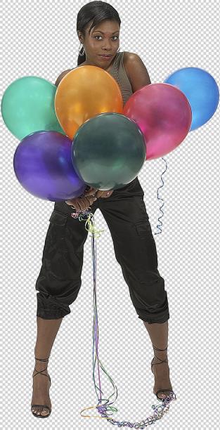 抱着五颜六色气球的女人图片下载