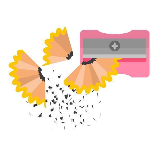 矢量卡通粉红色卷笔刀与铅笔刨花。图片下载