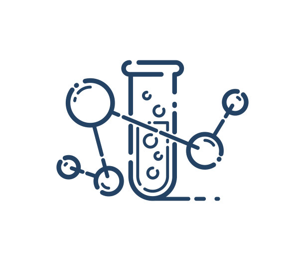 试管和分子连接矢量简单的线性图标，科学化学和医学分析线艺术符号，实验室研究。图片下载
