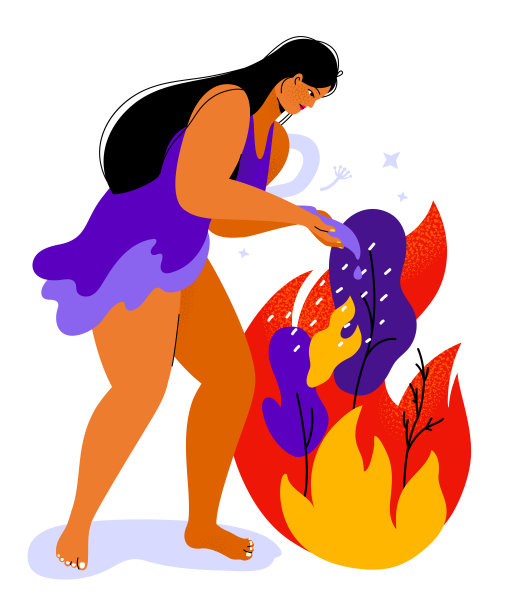 灭火-彩色平面设计风格插图图片下载