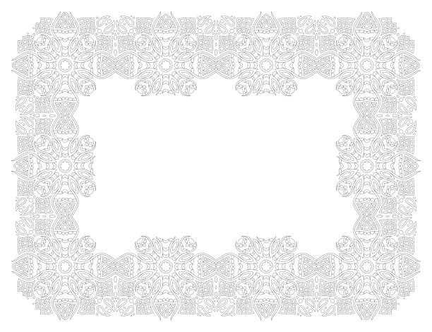 线条艺术的着色书与孤立的框架图片下载