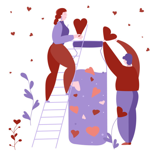 情人节用一对情侣把爱情装在瓶子里喝。矢量插图2月14日礼品卡图片下载