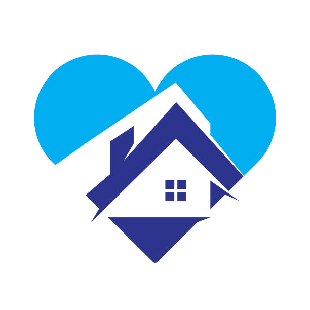 温馨家居标志设计。房子和心或爱的象征。家庭，房地产和房地产矢量图标。图片下载
