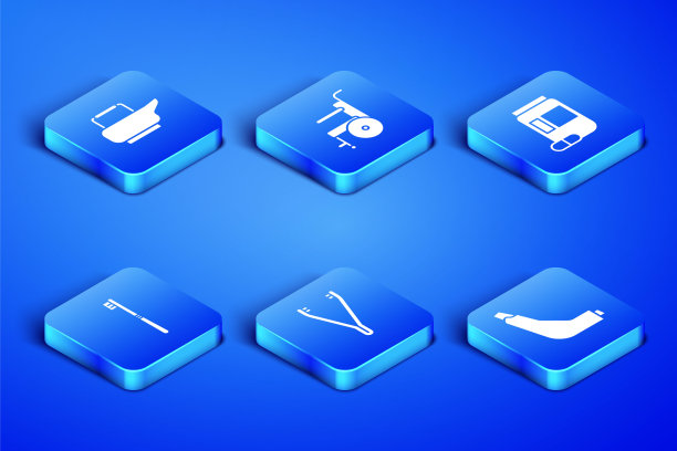 设置吸入器，便盆，医用镊子，牙刷，残疾人轮椅和药瓶和药丸图标。向量图片下载