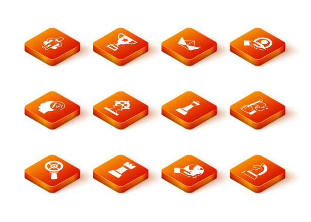 设置目标放大镜，国际象棋，手握旗帜，地球仪和图标。向量图片下载