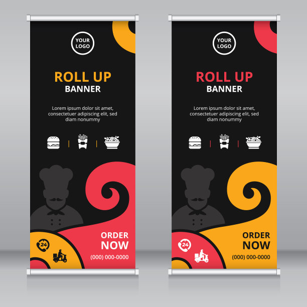 现代roll up横幅模板餐厅和酒店图片下载