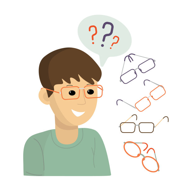 在眼镜店里，男子面带笑容，正在考虑选择眼镜图片下载