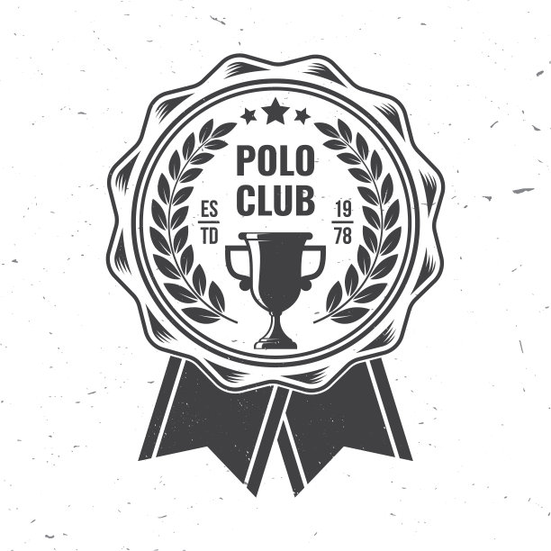 马球会运动徽章、徽章、徽章、标志。矢量插图。复古单色马术标签与骑手和马的剪影。马球俱乐部比赛马术运动。概念衬衫或符号，印刷，邮票或t恤。图片下载
