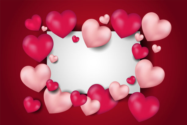 情人节红色心形气球抽象背景矢量素材图片下载