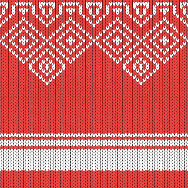 圣诞针织打印。红色针织边界。羊毛套衫。毛衣丑陋的框架。北欧装饰。节日钩针图片下载