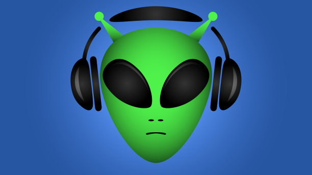 戴着dj耳机的外星人头图片下载