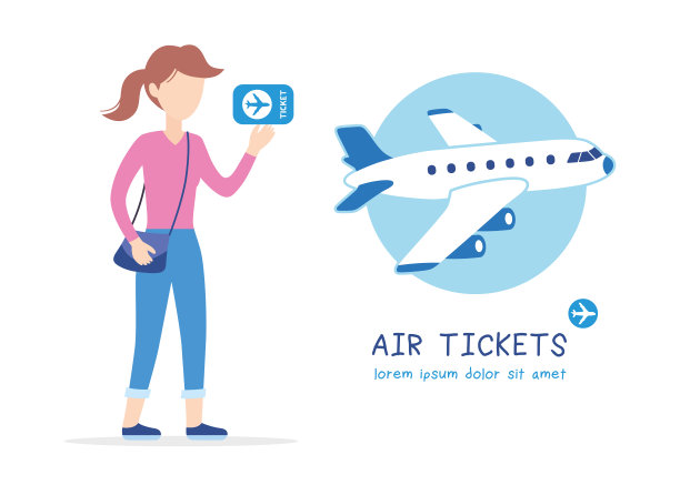 女游客拿着机票，开着飞机图片下载