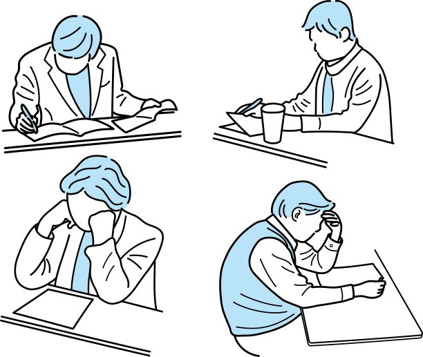 在会议、学习、工作中阅读文件的人/插图材料(矢量插图)图片下载