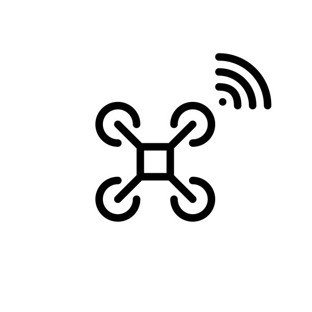 具有无线控制的飞行无人机。物联网智能设备。像素完美，可编辑的描边图标图片下载