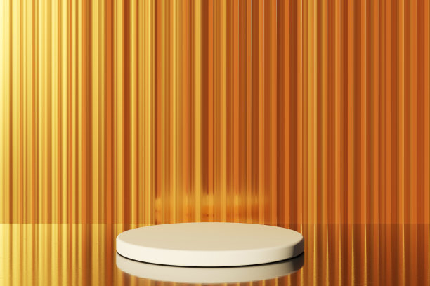 抽象的产品展示平台，站在闪亮的金色背景的讲台上图片下载