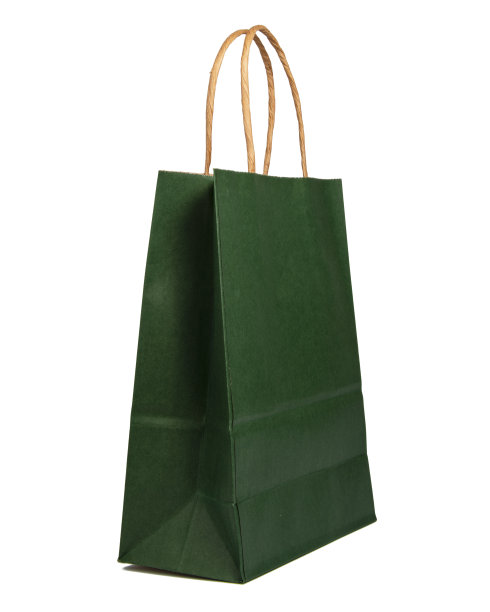 绿色纸袋的市场生态孤立在白色的背景上图片下载