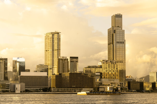 维多利亚港和香港天际线的景色图片下载