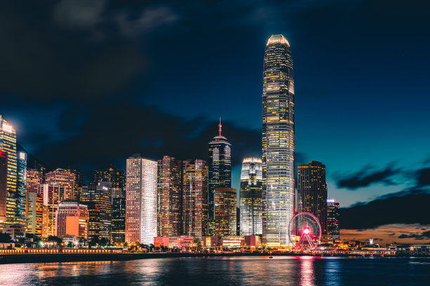 维多利亚港和香港天际线的景色图片下载