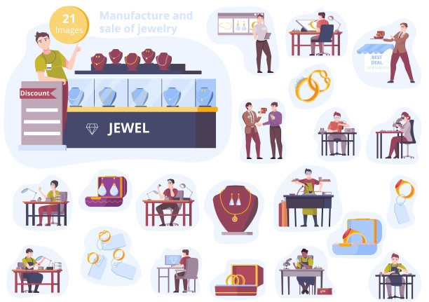 制造和销售饰品平面图标图片下载