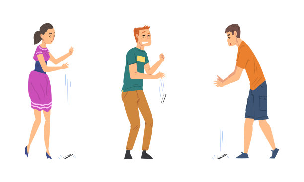 一对年轻男女把他们的智能手机扔过来图片下载