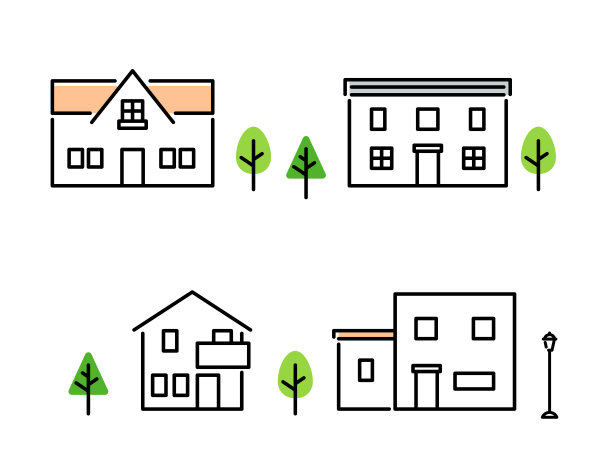 房子图标插图和房地产形象图片下载