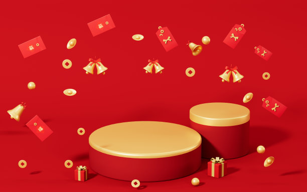 空舞台，中式背景，3d渲染。图片下载