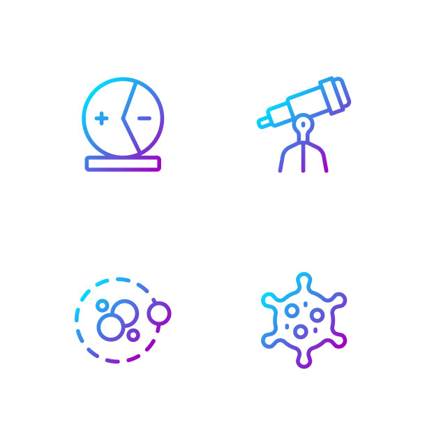 设置病毒原子望远镜线渐变颜色图标。向量图片下载