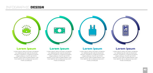设置国王皇冠，叠纸钱现金，汗衫和音乐播放器。业务信息模板。向量图片下载