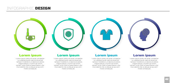 高尔夫球杆配球、盾、球衫、球棒。业务信息模板。向量图片下载