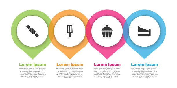 设置糖果，冰淇淋，蛋糕和一块蛋糕。业务信息模板。向量图片下载