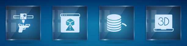 将“3D打印机喷枪”、“灯丝”设置为“和”。方形玻璃面板。向量图片下载