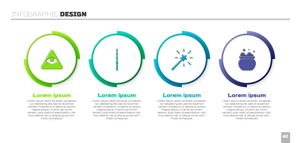 设置泥瓦匠、魔杖和女巫坩埚。业务信息模板。向量图片下载
