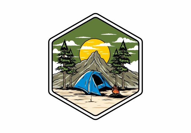 使用圆顶帐篷的山地露营图片下载