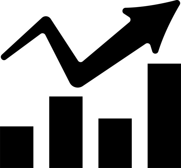 可用于经济学、数学等领域的单色上升条形图和箭头/插图材料(矢量插图)图片下载