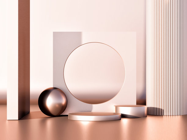 金粉模拟的几何讲台的产品介绍。图片下载