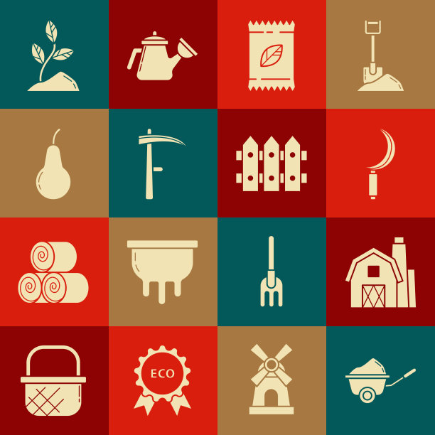 设置手推车与泥土农舍的概念图片下载