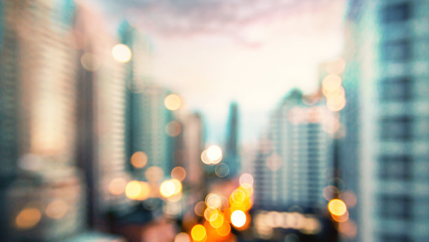 模糊曼谷城市的夜晚背景图片下载