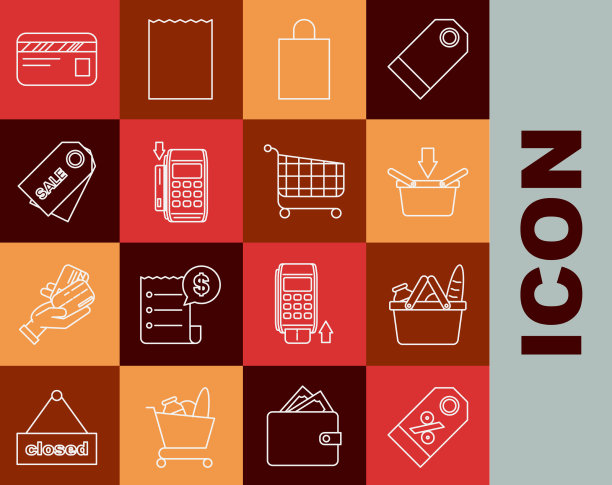 设置线折扣百分比标签购物篮和图片下载