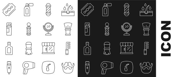 设置线胡子和胡子毛刷剃须图片下载