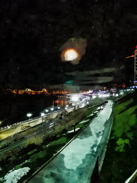 夜晚月亮的光晕。图片下载