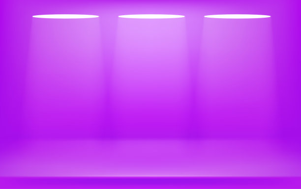 用顶灯照明的紫色房间。现实的矢量图图片下载
