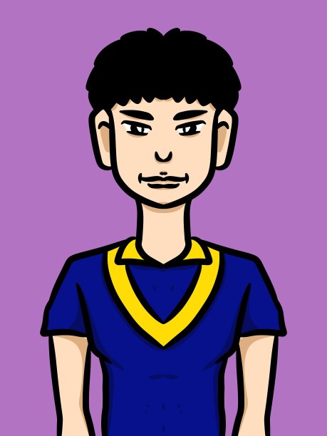 可爱的男人卡通在紫色的背景图片下载